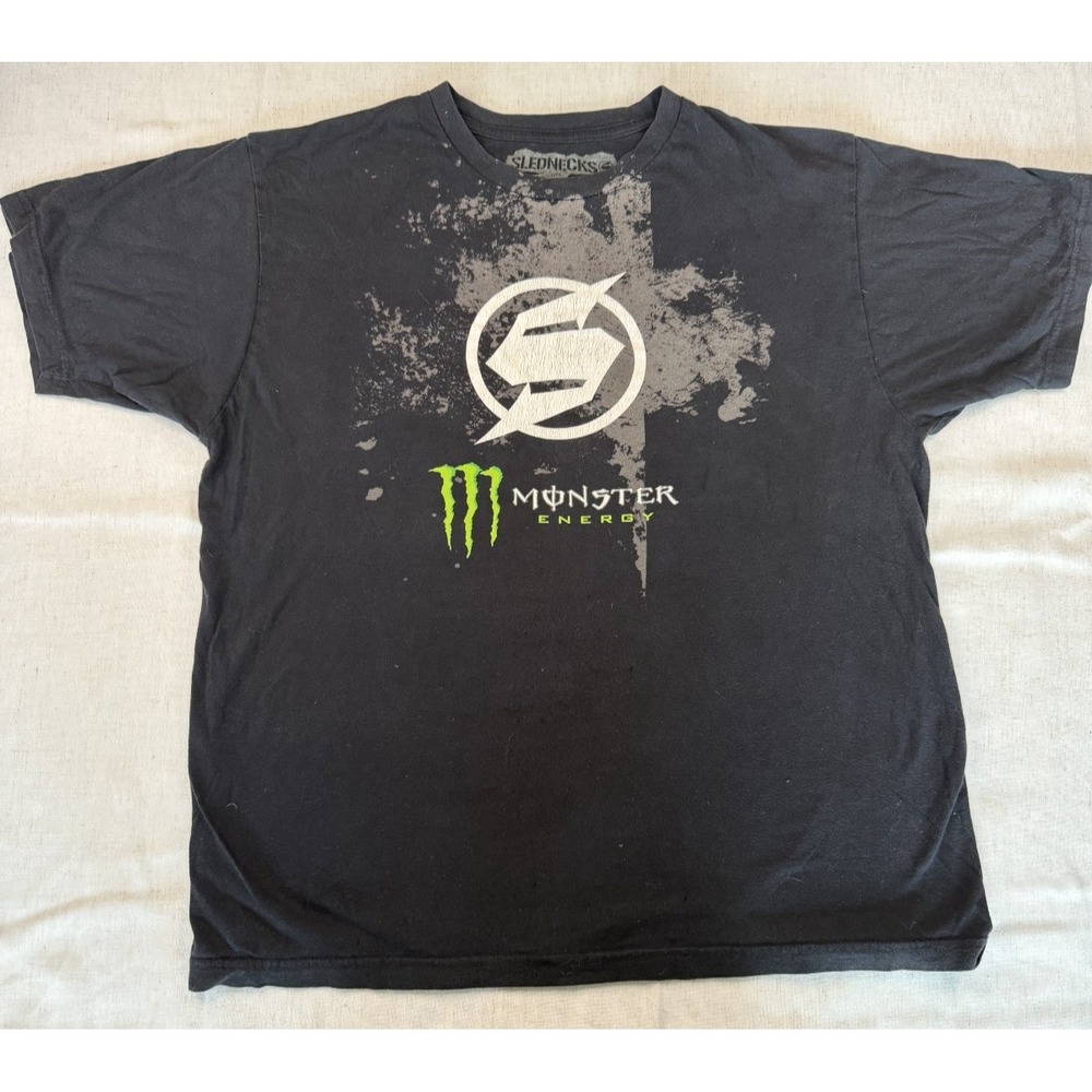 Slednecks Monster Energy Drink Y2K T-shirt Tee Black - Size L